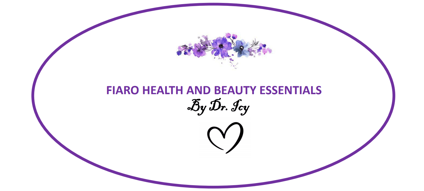 Logo of Aro Health and Beauty Essentials by Dr. Icy with purple flowers and a heart.